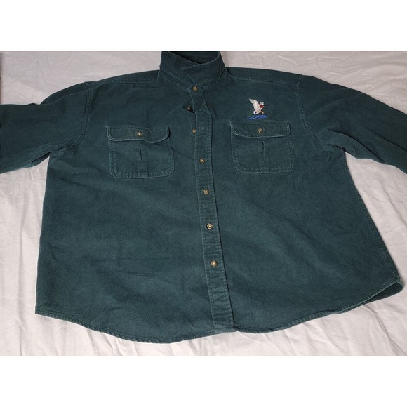 Cabelas Green Shirt Long Sleeve Jacket Size 2XL Hunting Outdoor Fish Button Up - Picture 5 of 16